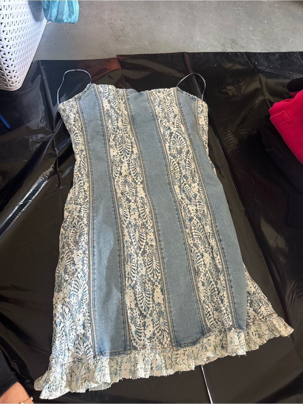 Light Blue Lace-Panel Slip Dress - Women